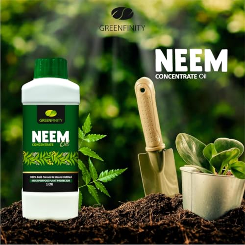 Image of GREENFINITY 100% Cold Pressed Natural Neem Oil Concentrate For Indoor & Outdoor Plants|Steam Distilled | Insecticide, Fungicide, Viricide & Miticide For Natural Gardening |1000ml