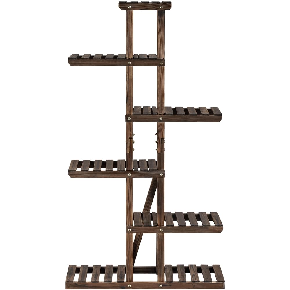Yaheetech Soporte para Plantas de Madera Maciza Abeto Estantería para Plantas Soporte Macetas de 6 Niveles para Balcón Terraza Patio Interior Exterior Altura 140 cm