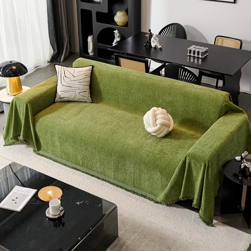 Best Couch Fabric for Cat Owners: Durable, Scratch-Resistant Sofa Covers 5 NYSMXF Boho Sofa Cover for 2 Cushion Couch – Plush Chenille Fabric,Washable, Cat ProofPet Protector for Sectional & Loveseat (Green, Large:71