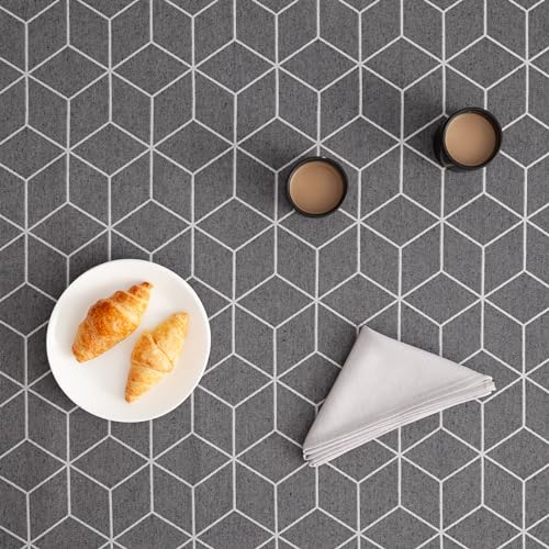 GAMUSI Geometric Stain-Resistant Tablecloth Line Anthracite 140 x 300 cm - Image 4