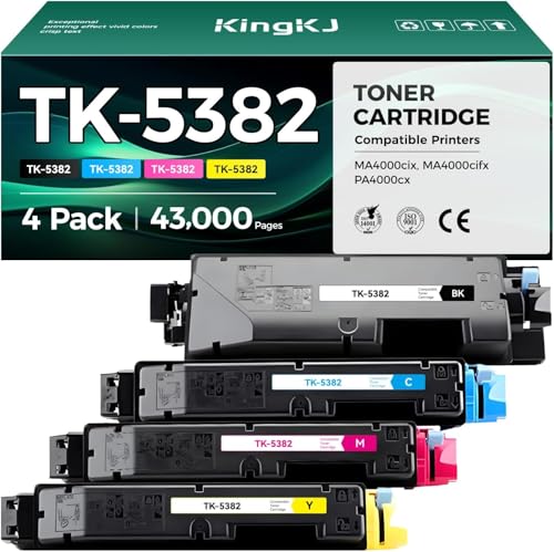 Image of TK-5382 TK5382 Toner Cartridges 4-Pack High Yield Replacement for Kyocera TK-5382K TK-5382C TK-5382M TK-5382Y Compatible with Kyocera ECOSYS PA4000cx MA4000cix MA4000cifx Laser Printers Copy Ink CMKY