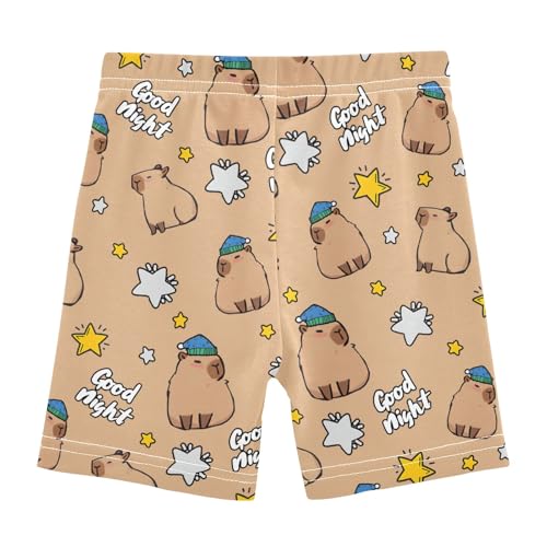 Funny Sleep Capybara Girls Shorts Elastic Waist Sports Shorts Girls Leggings Pants for 4-10 Years2