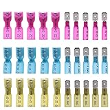 Yosawo 120-teilige Kabelverbinder Flachstecker und Flachsteckhülsen Stoßverbinder Schrumpfverbinder Kabelschuhe Quetschverbinder Set (RSGM)