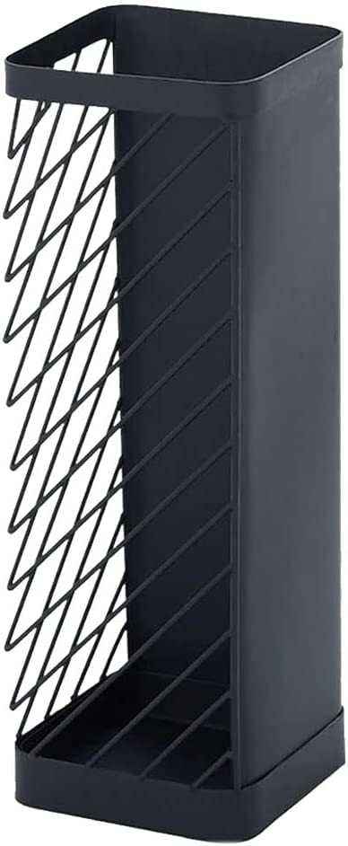 Soporte de metal para paraguas, soporte cuadrado para paraguas, organizador decorativo de metal independiente, para entrada, oficina, bastón, color negro