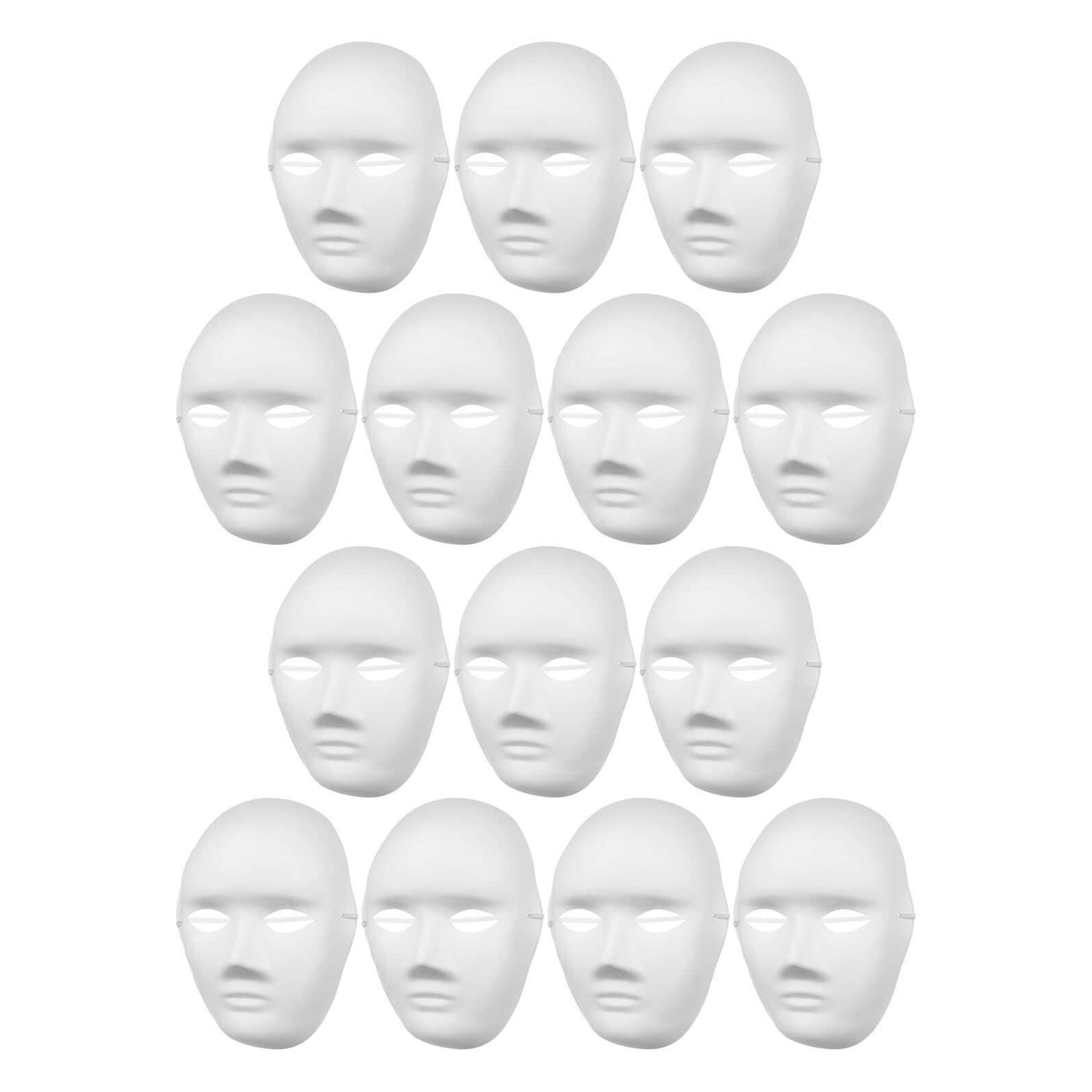 Máscaras de papel blanco para pintar pack de 14 unidades con banda elástica y diseño unisex