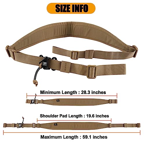 Krydex Tactical 2 Point Sling Rifle Sling Wide Durable Shoulder Padded Strap,Length Adjustable (Coyote Brown) #TOP6
