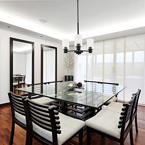 Designers Fountain Cedar Lane 3-Light Chandelier With Clear Etched Glass Shades, Matte Black, D236M-3Ch-Mb #TOP2