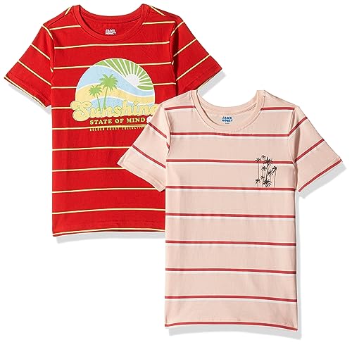 Image of Amazon Brand - Jam & Honey Boys 100% Cotton Printed Half Sleeves T-Shirt | Age 2-12 Years