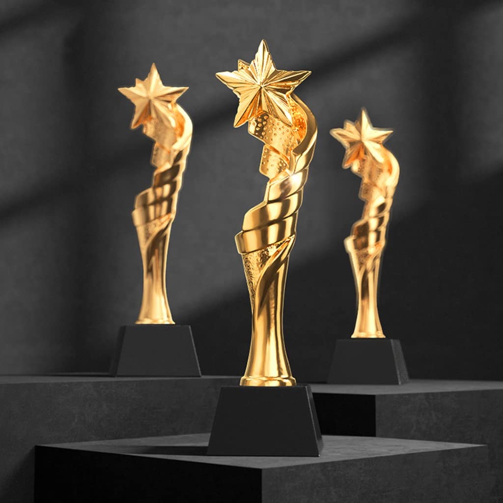 Trophées Trophée en Résine Cinq Étoiles Dorées Trophée du Championnat du Concours De Chant Et De Danse Excellents Prix Et Cadeaux pour Les Employés Trophée d'honneur des Champions Coupes