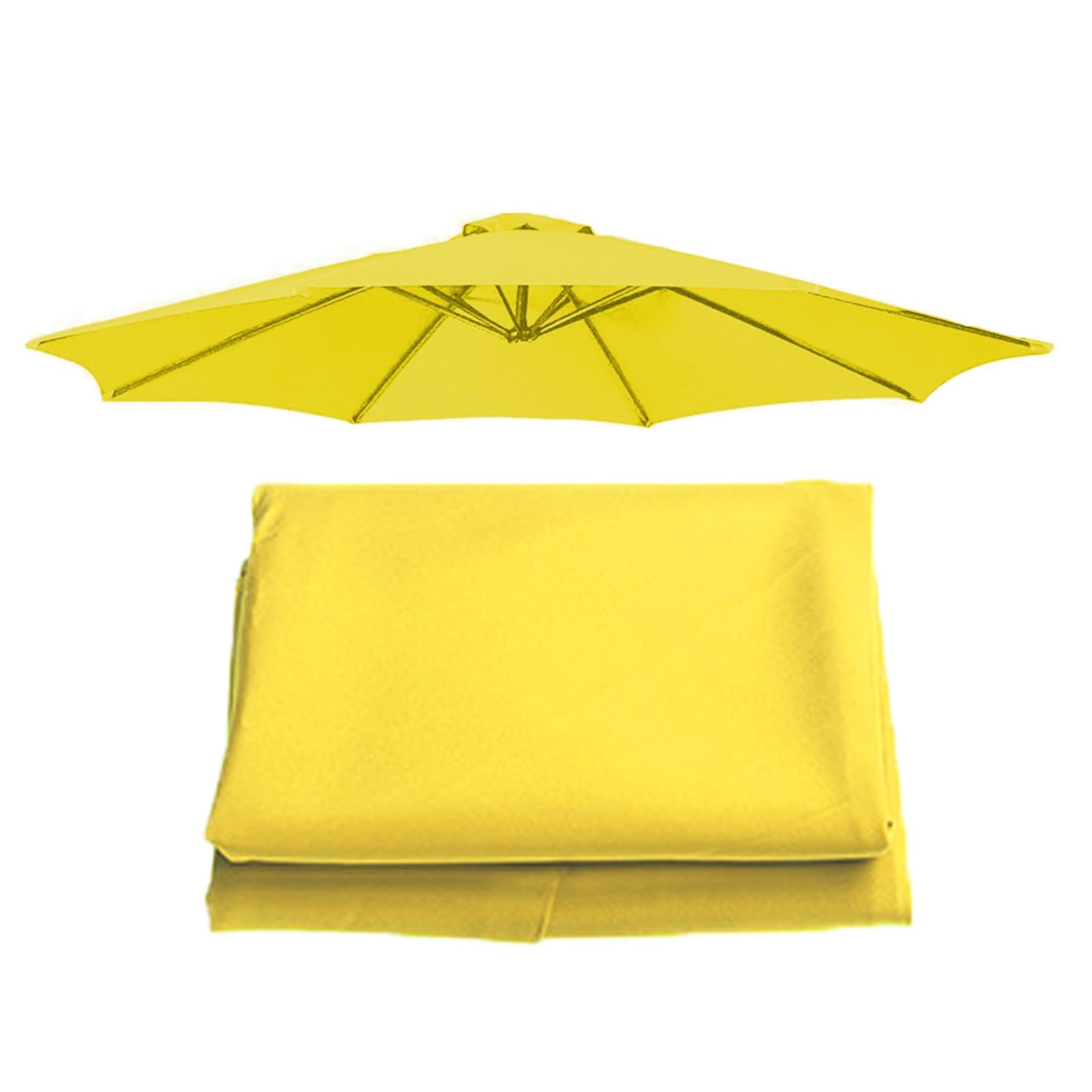 Parasol Replacement Cover Umbrella Replacement Cloth (230cm/7.5ft 270cm/8.8ft 300cm/9.8ft 350cm/11.5ft) Outdoor Market Umbrella Canopy Cloth Replacement Top Cover(Yellow,6 RIBS/250CM(8.2FT))