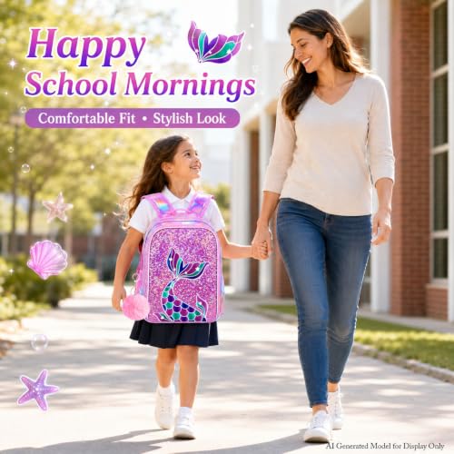 Image of 16 inch Backpack for Girls Boys 4-8, 3Pcs Kids Bookbag Set with Lunch Box, School Bag for Preschool Kindergarten