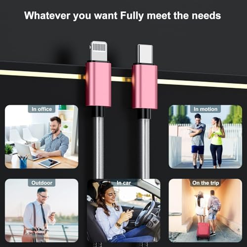 2Pack 10ft iPhone Fast Charger Cable, [Apple MFi Certified] Long USB C to Lightning Cable 10 Foot, High Fast 10 Feet Apple Charging Cord for Apple iPhone 14/14 Pro Max/13 Mini/12/11/XS/XR/8/7Plus,iPad by Jeenek - Used condition - Image 7