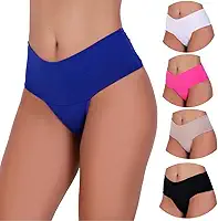 Kit 5 Calcinhas Cintura Alta Compressão Cós Alto Fitness Power Zero Barriga Pala Cós Duplo