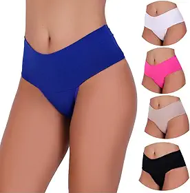 Kit 5 Calcinhas Cintura Alta Compressão Cós Alto Fitness Power Zero Barriga Pala Cós Duplo