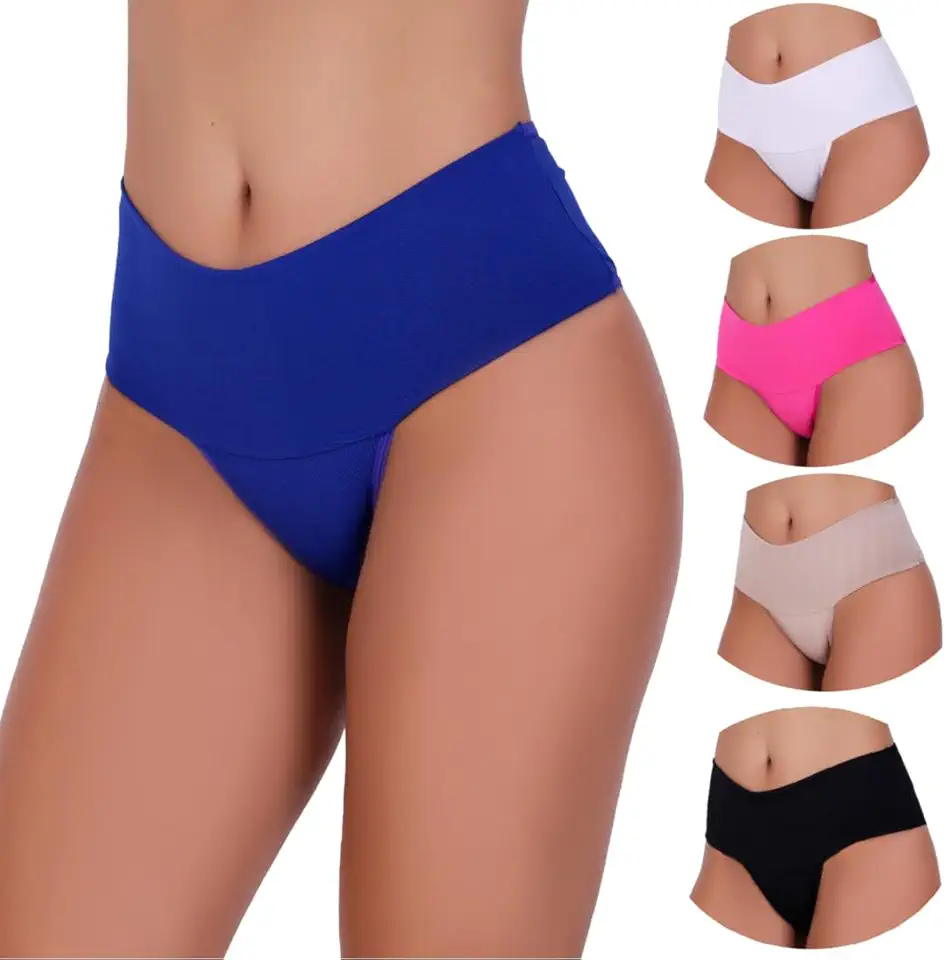 Kit 5 Calcinhas Cintura Alta Compressão Cós Alto Fitness Power Zero Barriga Pala Cós Duplo