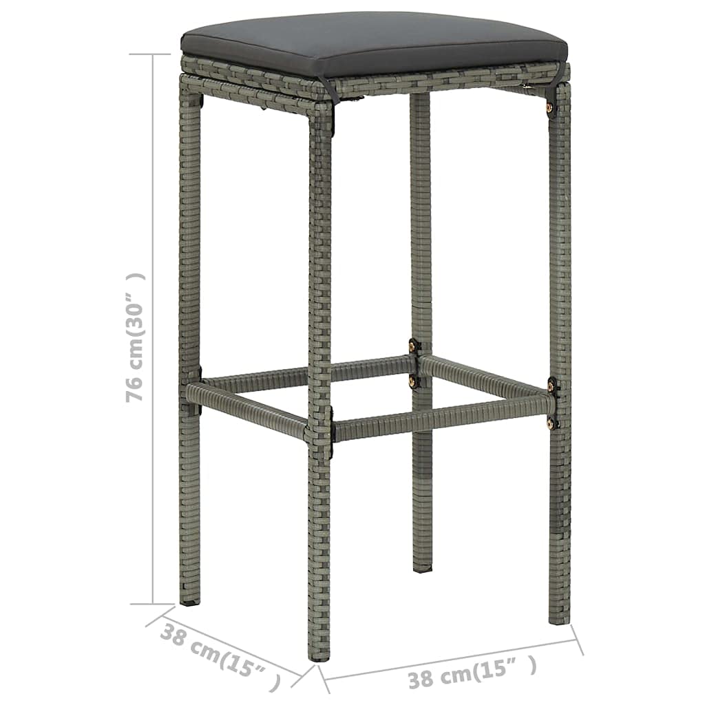 vidaXL Ensemble de Bar de Jardin avec Coussins 4 pcs Table et Chaises de Patio Salon de Jardin Mobilier de Terrasse Meubles d'Extérieur Gris