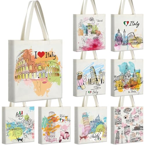 Bulyoou 9 Pcs Italy Tote Canvas Bags