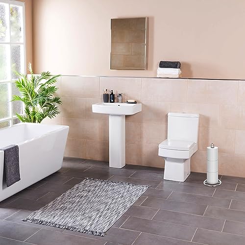 Toilet Roll Holder Free Standing, OBODING, Silver Toilet Paper Holder Stand for Storing 3 Rolls of Toilet Papers (Silver) - Image 4