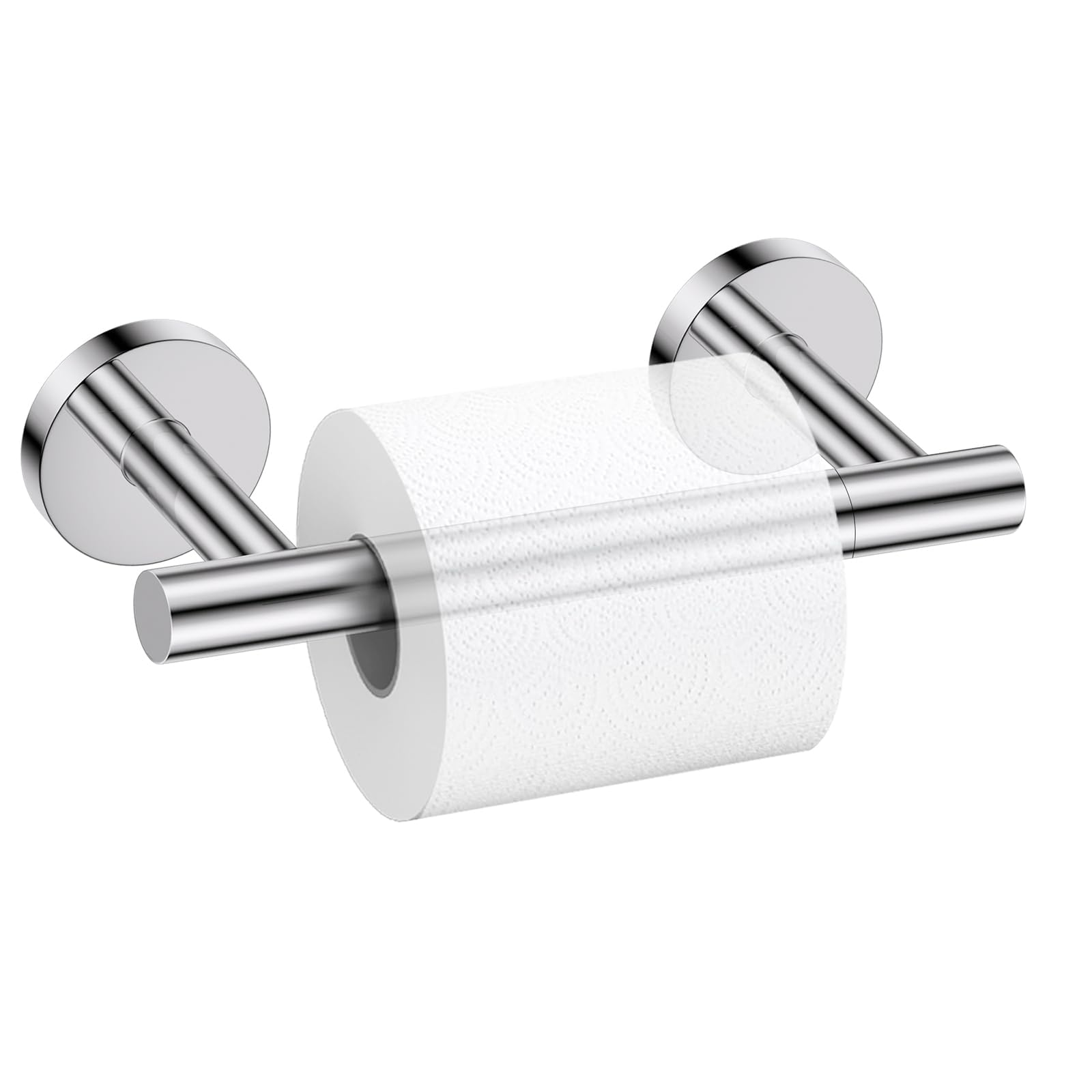 YACVCL Chrome Toilet Paper Holder Wall Mount Wall Mount, Round Double Base Large Toilet Paper Roll Holder Stainless Steel Bathroom Toilet Roll Holder, Commercial Toilet Paper Dispenser