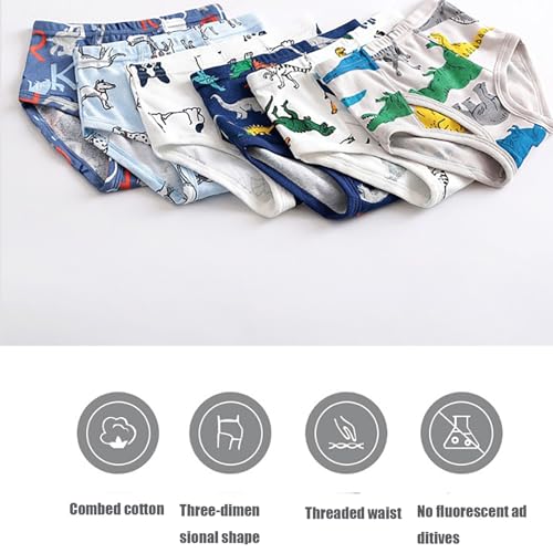 Boys Cotton Briefs Cute Prints Soft Cotton Kids Toddler Front Opening Underwear Shorts for 2T-8Y Kids -11||140 Yards3