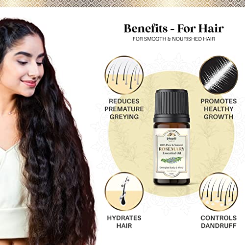 Image of Rosemary Essential Oil for Hair Growth | Essential Oil for Blemish-free & Clear Skin | Natural Hair Nourishing & Soothing Essential Oil - Pack of 5 - (5x10ml)