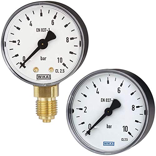 Pressure Gauge-63mm Dial- Bottom Entry, Black Case-White dial Pressure: -30 to +150 psi- Wika-image-0