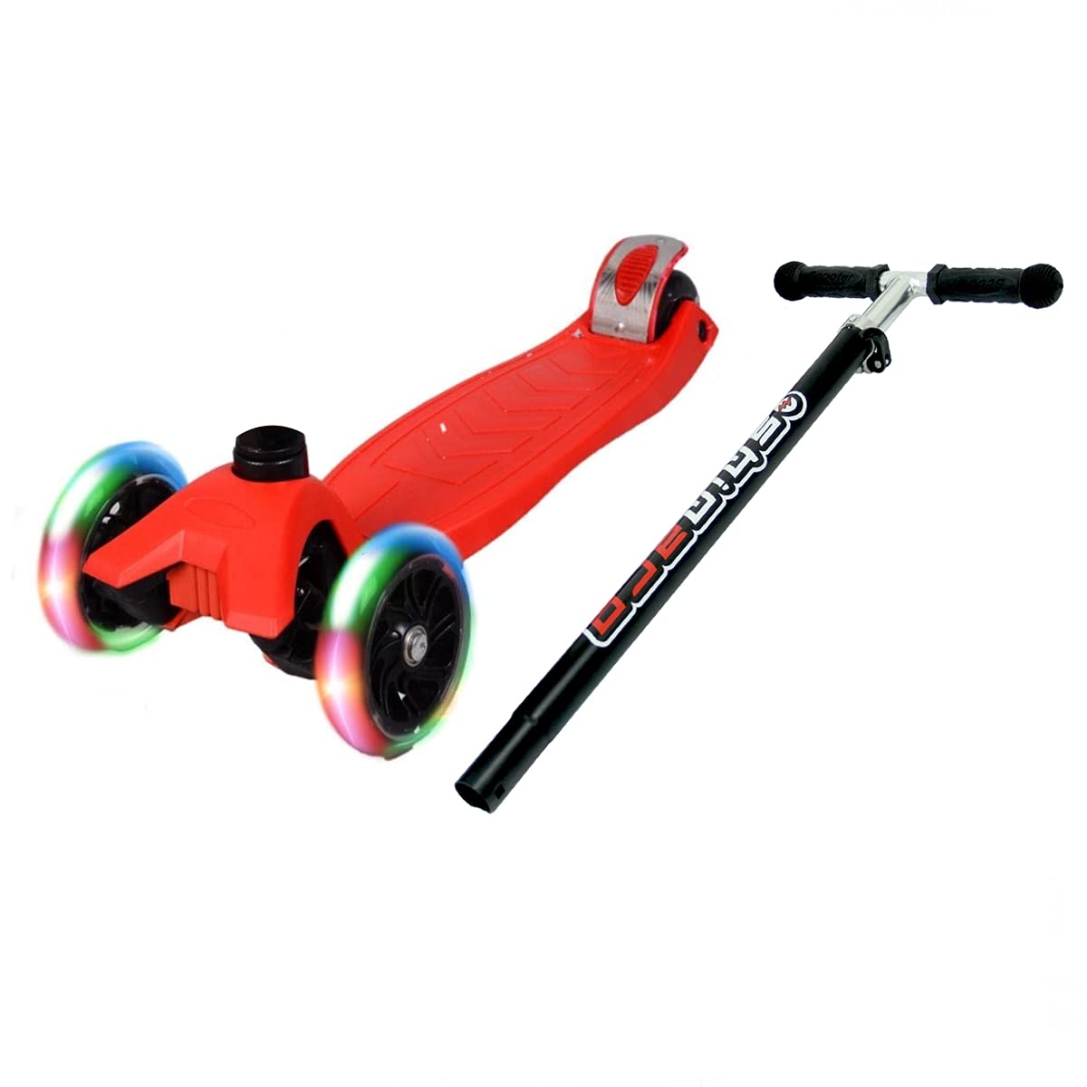 Shinaro Maxi Scooter illuminato a 3 ruote, rosso
