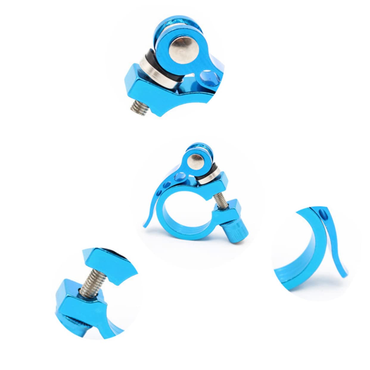 GOOHOCHY 4Pcs Aluminum Bike Clamp Quick Release Accessory for Road and Fixed Gear Bicycles Black Yellow Silver Blue