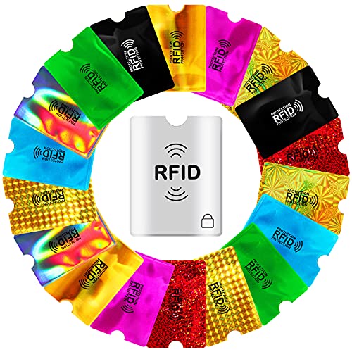 24 Pieces RFID Blocking Sleeves Identity Credit Card Sleeves Set, Including 18 Card Protector RFID Holders and 6 Anti Theft Passport Protectors for Women Men (Rich Style)4