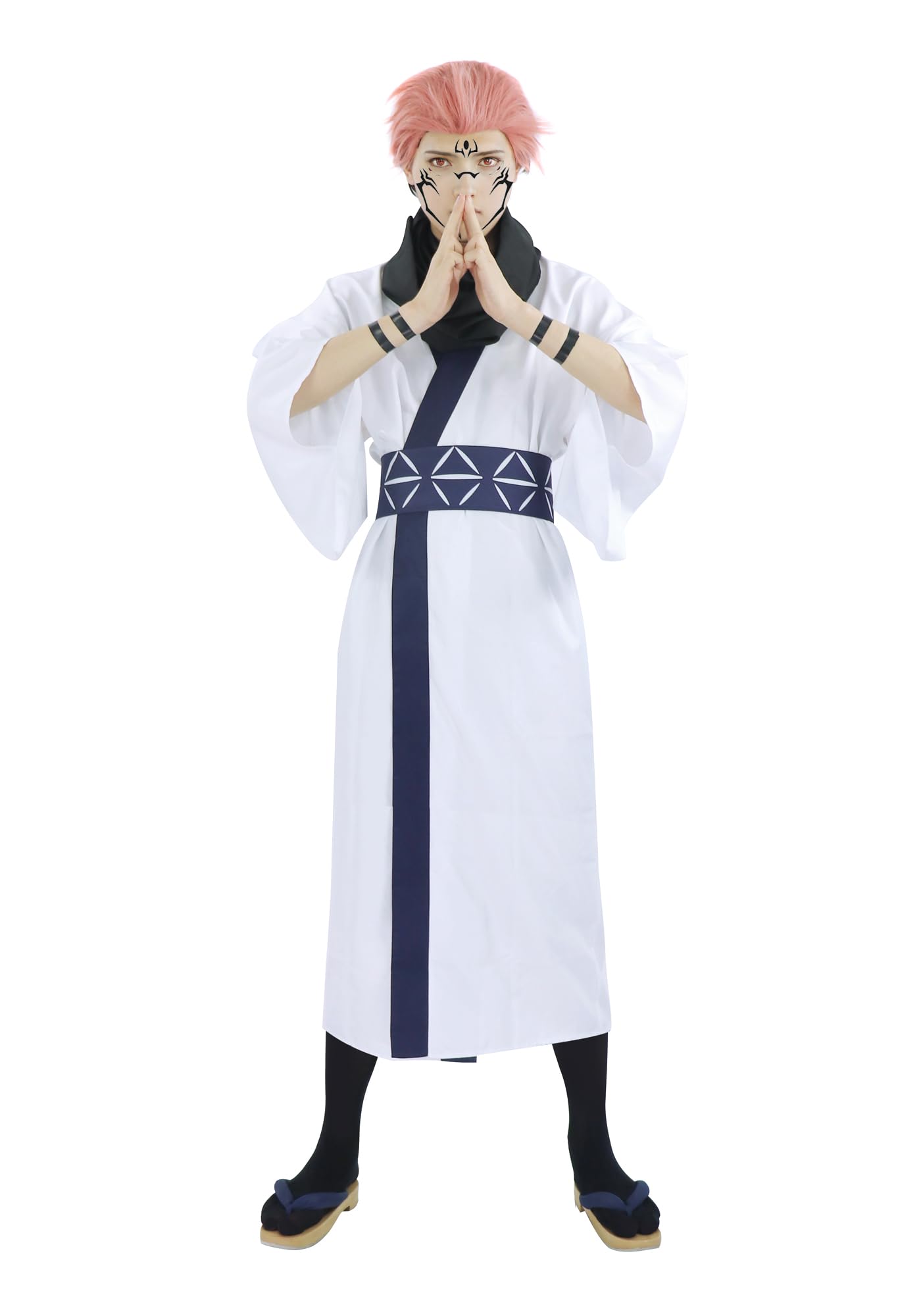 C-ZOFEKMen's US Size Anime Cosplay Costume White Kimono Outfit with Waistband Halloween