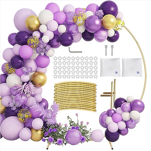 Round Backdrop Stand, Round Balloon Arch Kit, 6.7Ft (2M) Golden Circle Balloon Flower Arch Stand Plants Vines Climbing Frame For Birthday Party Wedding Party Photo Background Decorations #TOP28