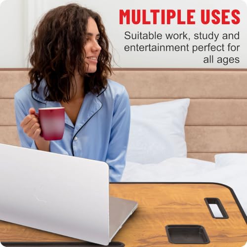 Image of TEKCOOL Smart Multipurpose Foldable Laptop Table with Cup Holder, Study Table, Breakfast Tables, Foldable and Portable /Ergonomic & Rounded Edges /Non-Slip Legs (Wood NEW)'