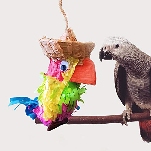 Parrot Pinata Toy - 10 Inch Hanging Bird Toy for Medium to Large Parrots, African Greys, Ring Necks, Conures, Quakers, Senegals