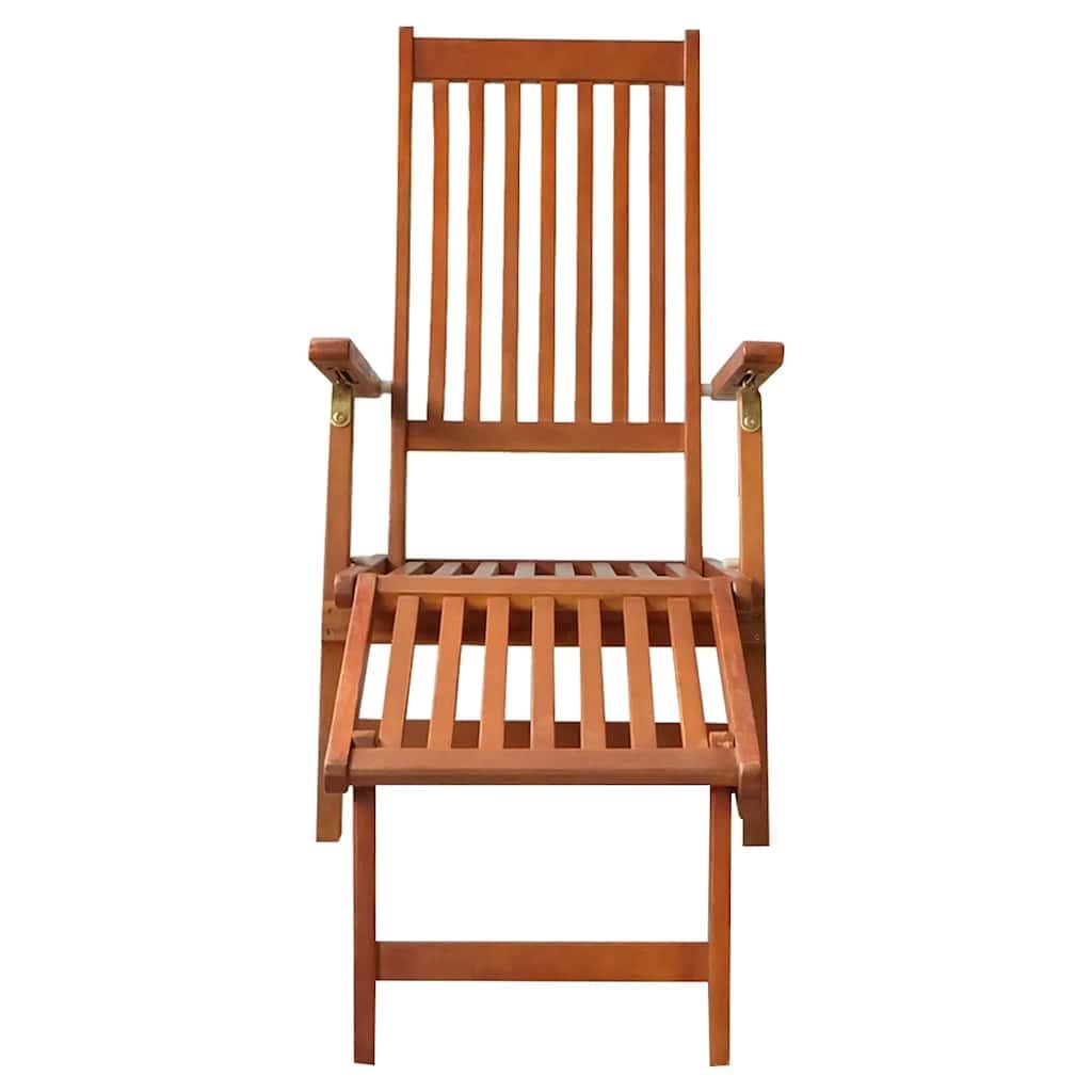 Tumbona plegable de madera de acacia maciza con cojín y reposapiés, silla de jardín ajustable en 3 posiciones para terraza y jardín, carga hasta 110 kg