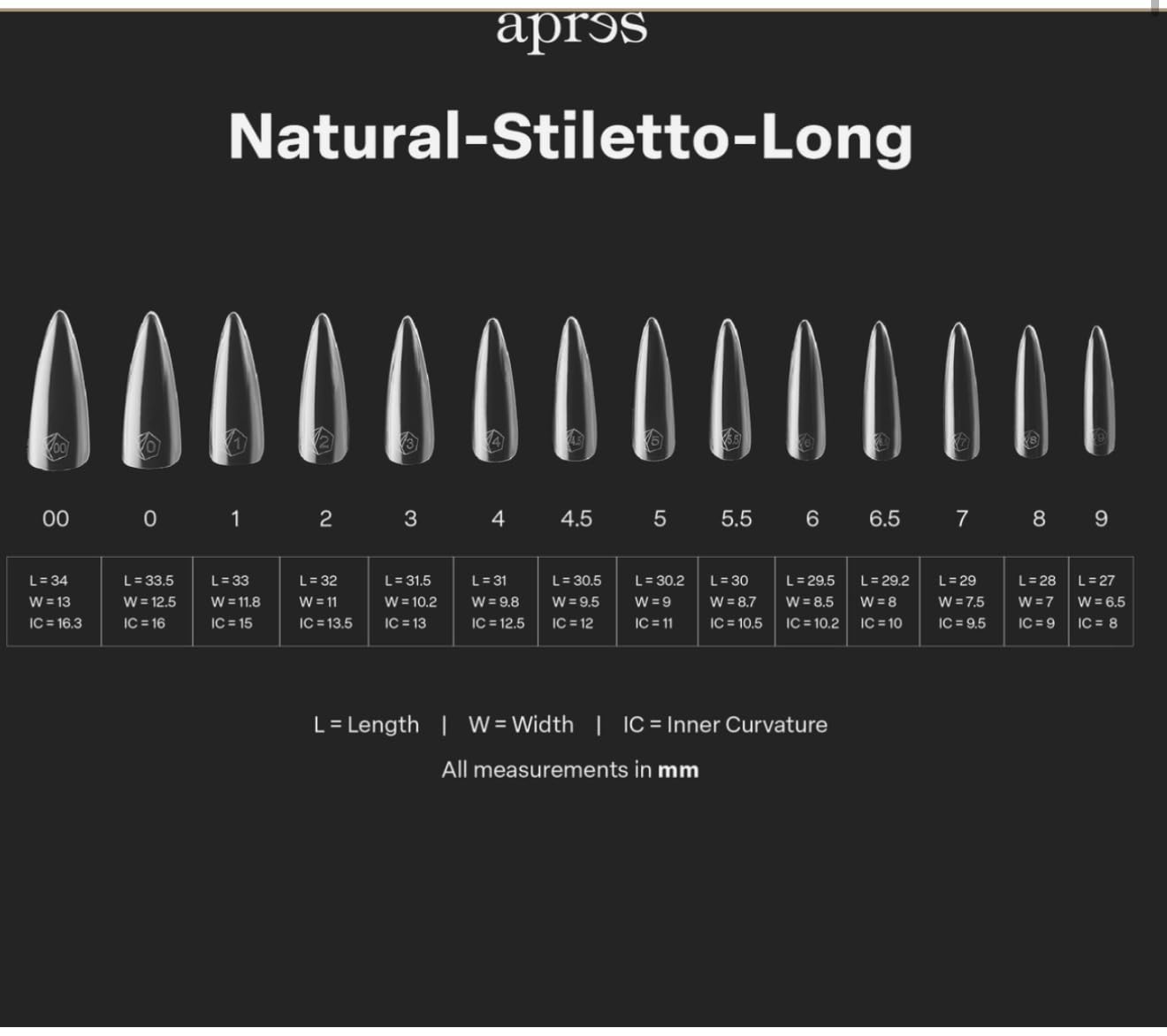 Aprés Gel-X® Sculpted Stiletto Long Tip Box | 500pc Gel-X Tips, 11 Sizes 00-9, Premium Quality
