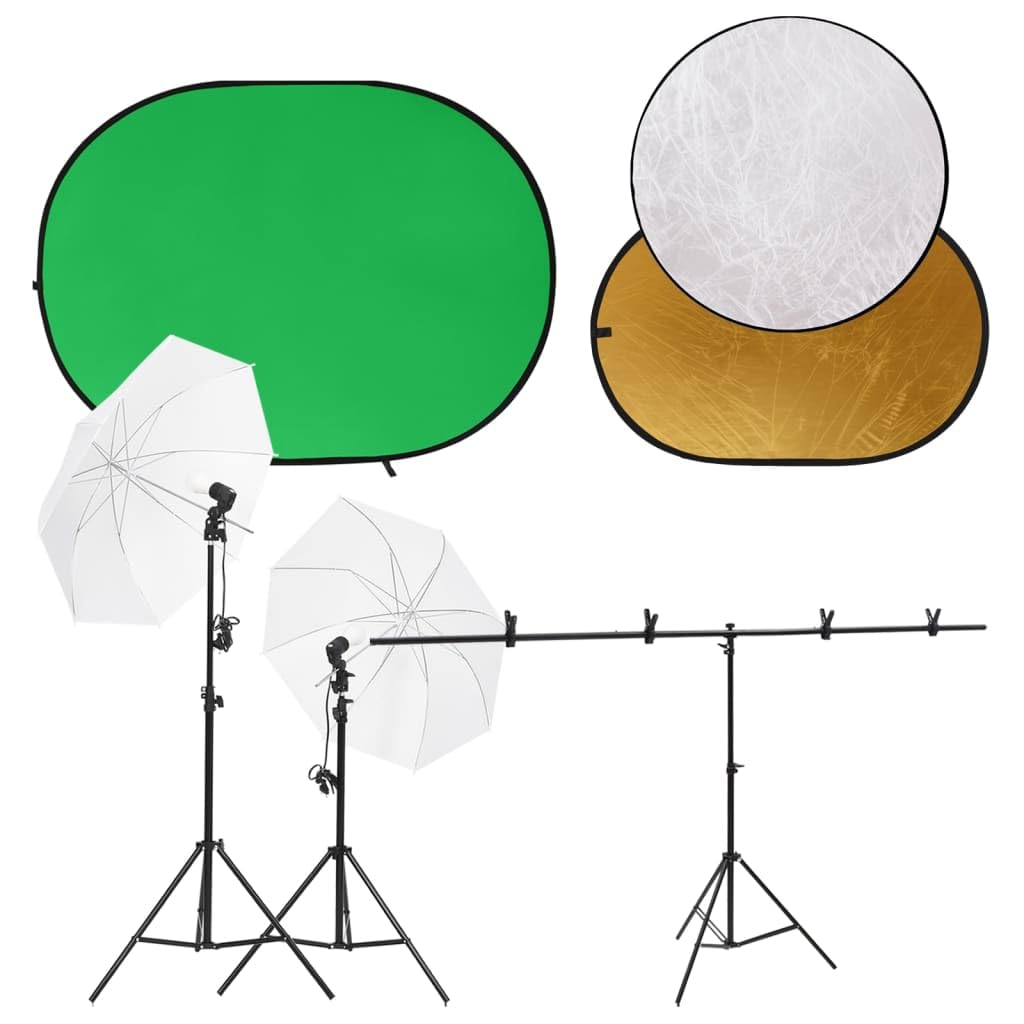Kit de estudio fotográfico con lámparas LED de luz diurna regulable 5500K, 2 trípodes, fondo de 200 x 150 cm, reflector 5 en 1, ideal para fotografía, vlogging, streaming, retratos y