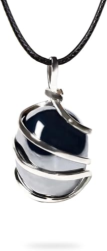 AYANA - Collar con colgante de hematita cruda de cristal real para mujer, chakra de raíz, piedra natal de acuario, potente protección, piedra de