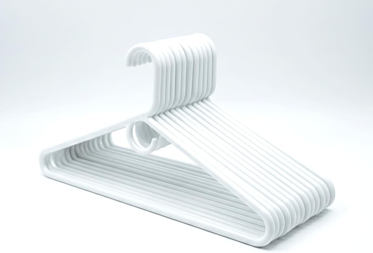 丈夫なチューブ状プラスチック衣類ハンガー 12個パック &ndash; ホワイトジャンボ大人用コート&amp;スーツハンガー | 超強力、スリー
