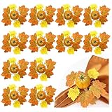 WINGFISH Fall Napkin Rings 12 Pcs Thanksgiving Napkin Rings Farmhouse Fall Pumpkin Napkin Holder for Thanksgiving Table Decorations, Fall Banquet, Holiday Dinner Party