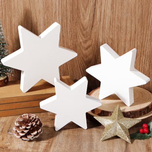BETESSIN Tischdeko Weihnachten - Holzsterne 3er Set - Weihnachtsdeko...