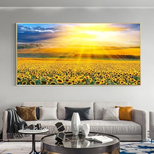 Impression sur toile paysage naturel de tournesol jaune 60x120 cm