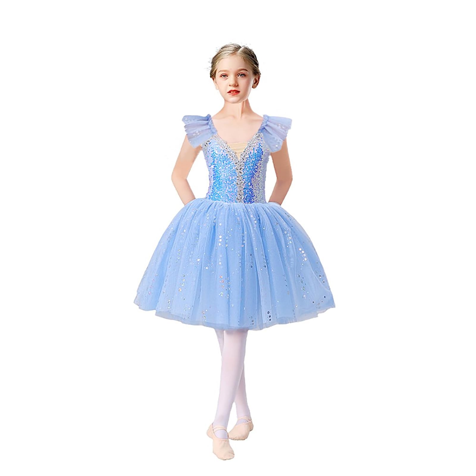Tutu Ballerina Bambina Vestito da Ballo di Balletto Vestito da Ballo per Ragazze Balletto con Maniche Lunghe per Bambine Danza