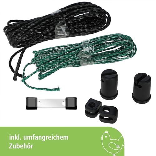 Kerbl Hobbyfarming PoultryNet, 106cm, 25m, Geflügelnetz, Weidezaunnetz, stromlos, Doppelspitze, grün, 8 Pfähle, Hühner, Gänse, Puten, 3 Jahre Garantie UV-Stabilität