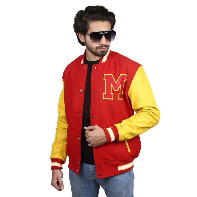 Image of Varsity Jacket Men - High School Letterman Bomber Style Baseball Jacket For Men