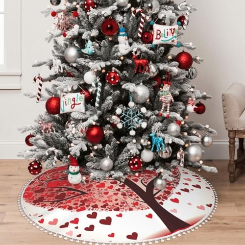 Jupe de sapin de Noël 122 cm rouge avec pompons en peluche - 8