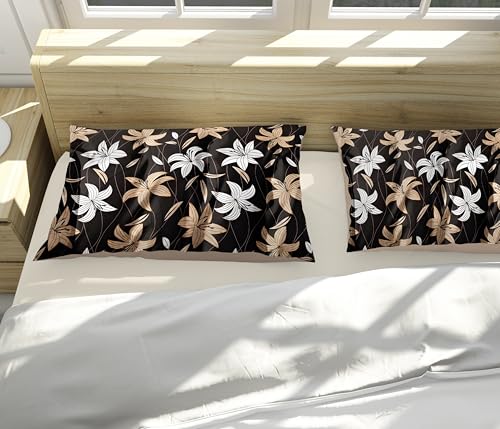 Image of 200 TC Cotton Bedsheet Set with 2 Pillow Covers | King Size Soft Breathable Wrinkle Free - Floral Printed Double Bedsheets | Bed Size 78x78x10 Inches | Pillow Covers Fit Up to 10 Inch