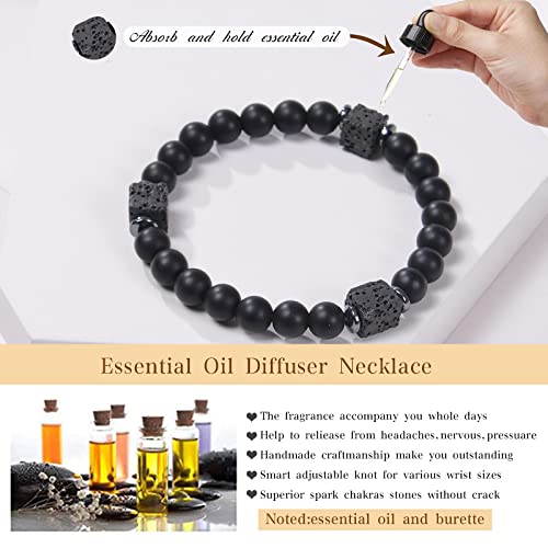 To My Son Bracelet, Mother/Dad And Son Forever Linked Together Mens Natural Beaded Link Bracelet, Handmade Black Agate And Tiger's Eye Stone Bracelets For Son From Mom, Bar Mitzvah Graduation Birthday Gifts (Lova Stone) #TOP5