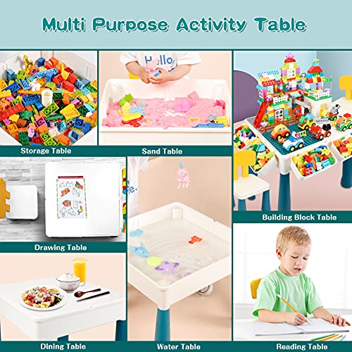 image for idoot 7 in 1 Multi Kids Activity Table Set with 2 Chairs and 100 Pcs L