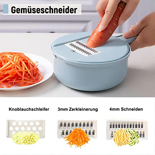 Foto von Tragbarer Gemüseschneider - Zum Würfeln, Schneiden, 12-in-1-Multifunktionsschneider, Zwiebelschneider, Gemüsewaschen Ji, Kann für Camping, Picknick verwendet werden