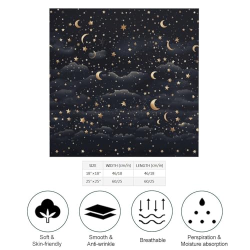 Stars And Moon 18 Inches Satin Head Scarf Lightweight Silk Hair Scarves Soft Silk Head Scarf for Women Large Satin Bandanas Square Headscarf Fashion Headband Neckerchief Neck Scarves Gift2